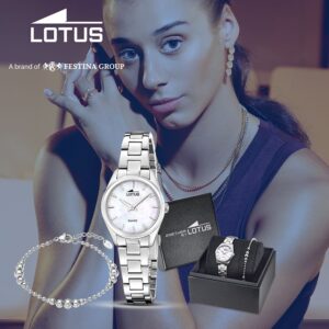 LOTUS Dameur Ø26 mm og armbånd i gaveæske. Stål.