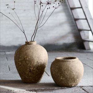 MUUBS Luna krukkesæt beige terracotta str. Ø32xH40 + Ø28xH28 cm.