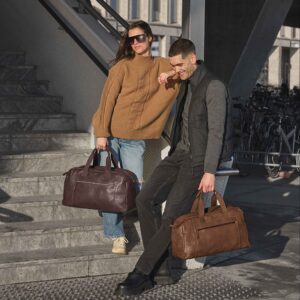 MARKBERG Wesley Weekendtaske i soft vintage læder str. 51x29x20 cm. Vælg ml. Cognac, Sort el Brown.